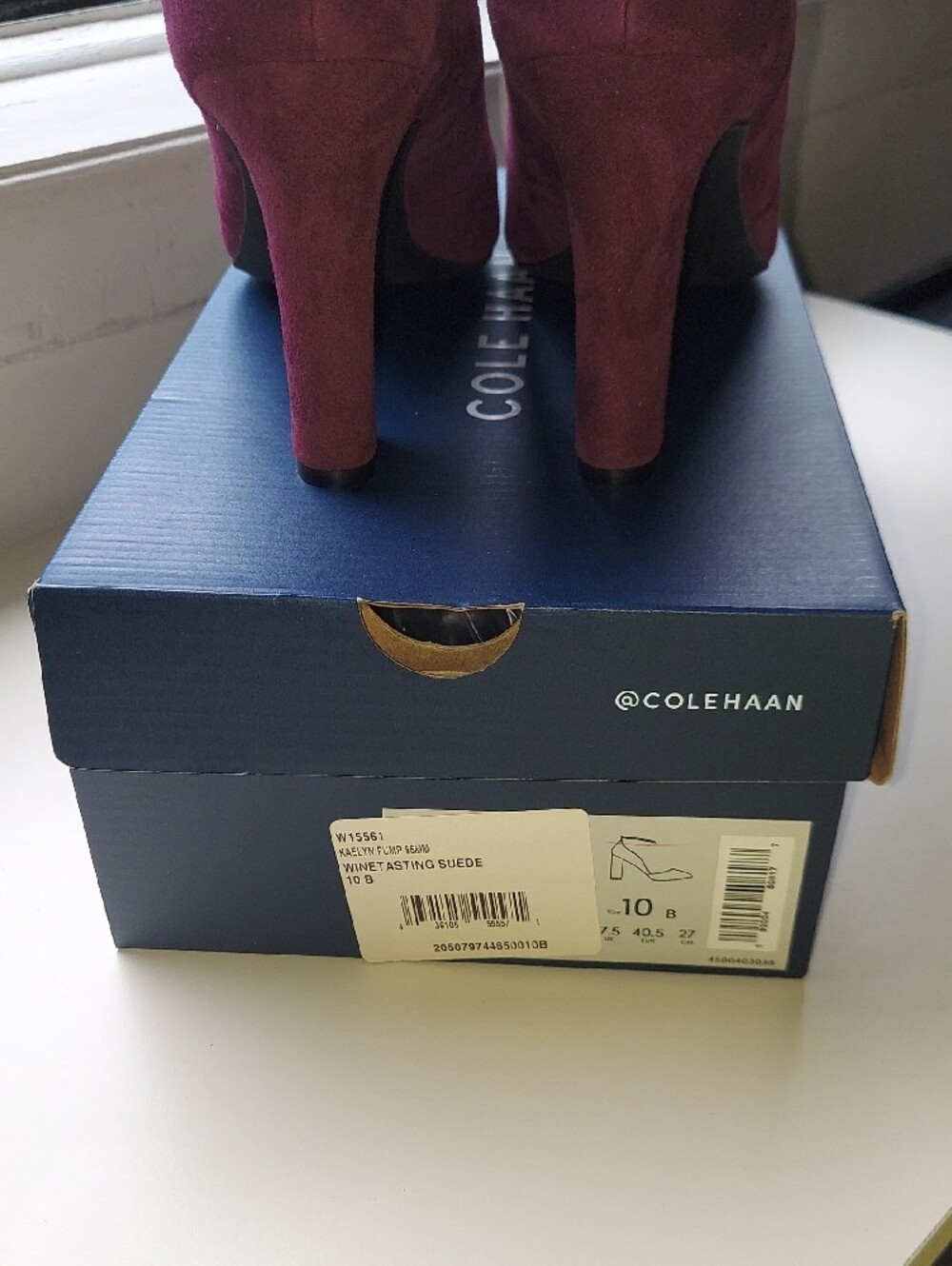 Cole Haan Wine Suede Ankle Strap Block Heel Rubber Sole Cushioned Insole Size 10 - Picture 14 of 15